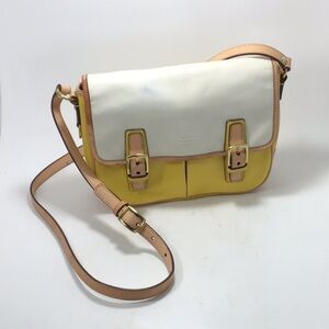 COACH Park Colorblock Yellow and White Leather Crossbody Messenger Bag